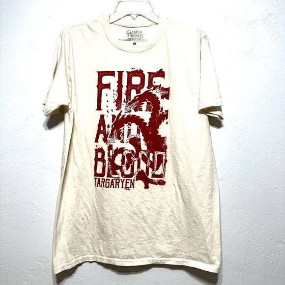 Tops - Game of Thrones Shirt Short Sleeve Targaryen Graphic Tee Cream Red Sz Large